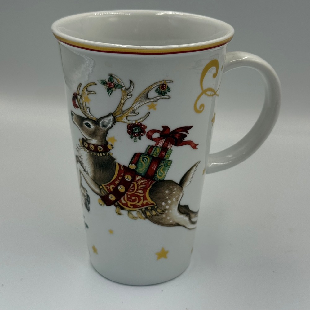 Williams Sonoma Twas the Night Before Christmas Reindeer Tree Coffee Mug 6in